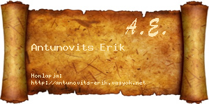Antunovits Erik névjegykártya