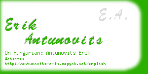 erik antunovits business card